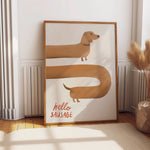 Art Print – Hello Sausage | Abstract Minimalist Wall Art : A4 - 21cm x 29.7cm