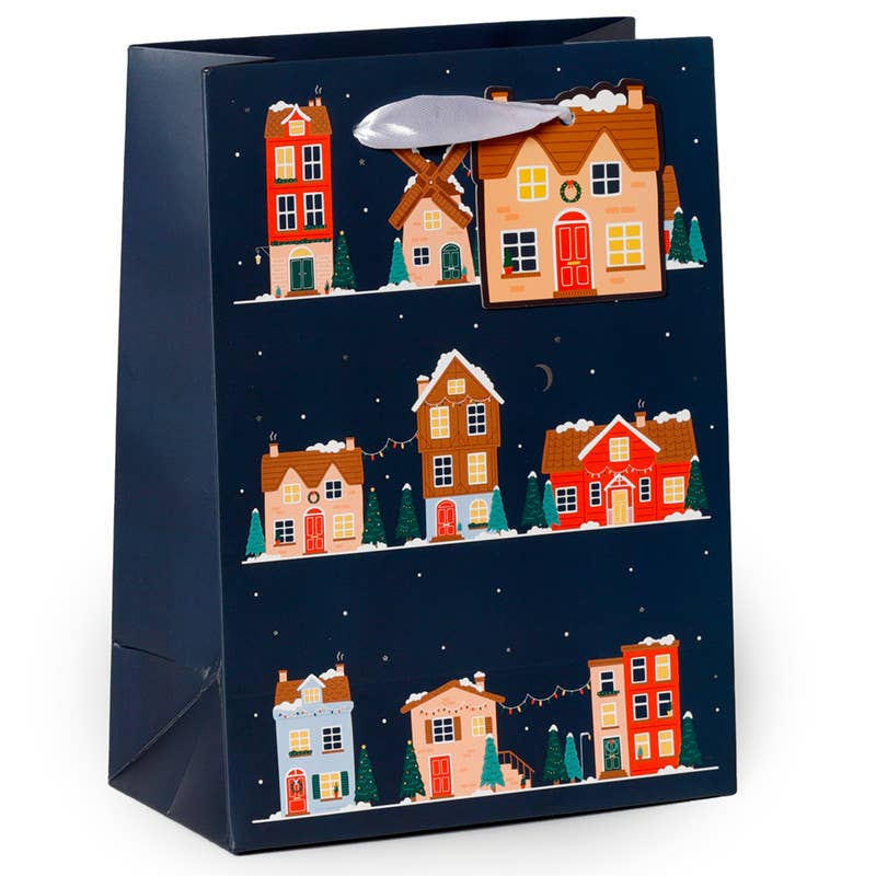 Christmas Holidays Houses Gift Bag - Medium