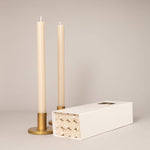 Stone Coloured Box of 12 Taper Candles - 12hr Burn