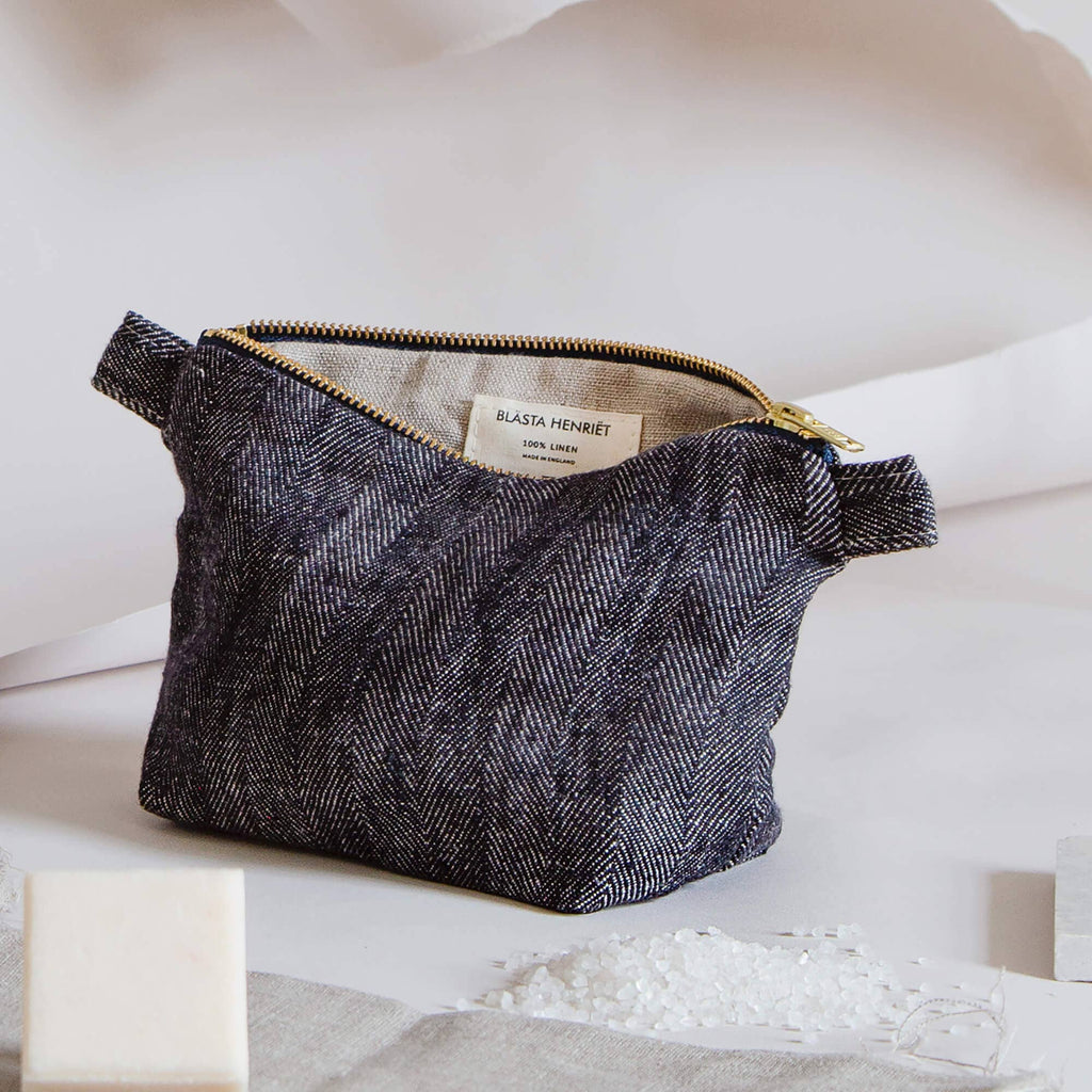 Toiletry Bag - 100% Linen: Herringbone Linen / Small