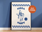 Pizza Party Takeaway Print: Blue / A5