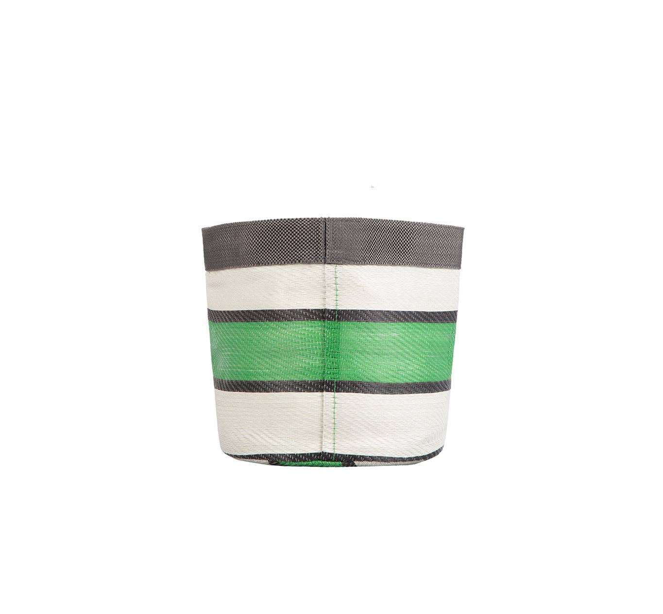 Small 14 cm - Eco Woven Plant Pot Cover in Grass Green, Indigo & Pearl