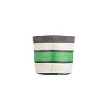 Small 14 cm - Eco Woven Plant Pot Cover in Grass Green, Indigo & Pearl