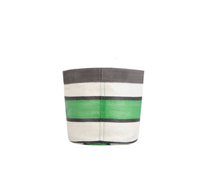 Small 14 cm - Eco Woven Plant Pot Cover in Grass Green, Indigo & Pearl