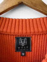 Organic Chunky Knit Fisherman Jumper Tangerine Orange: Xl