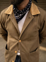 Olive Brown Corduroy French Twill Chore: XL