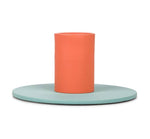 Small Two-Tone Opaline & Marigold Metal Candleholder: 6