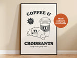 Coffee And Croissants Takeaway Diner Print: Blue / A4