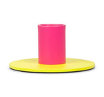Small 4cm Two-Tone Sulphur & Neyron Pink Metal Candleholder: 6