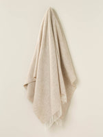 Herringbone Pure Wool Throw: Neutral