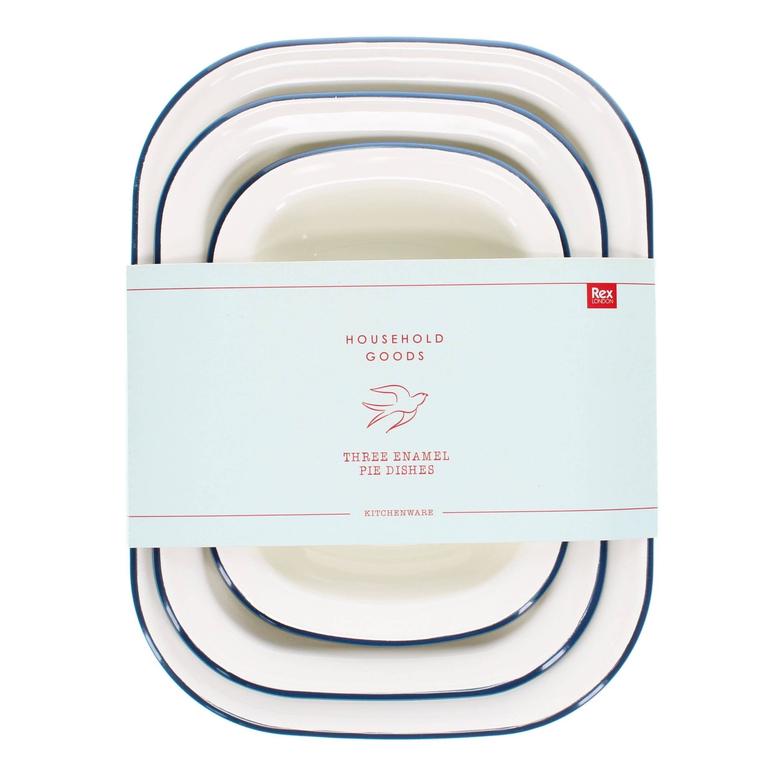 Enamel Pie Dishes (Set of 3) - Blue