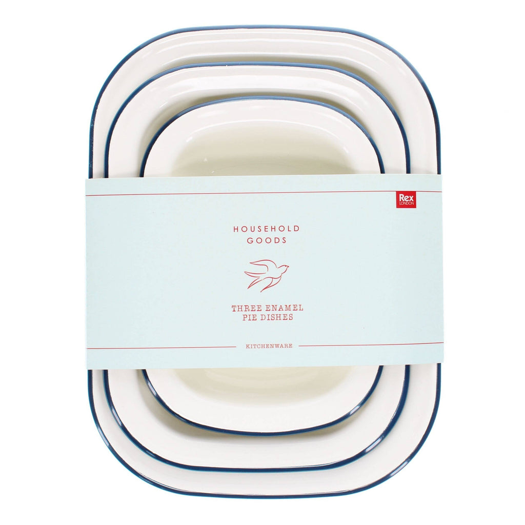 Enamel Pie Dishes (Set of 3) - Blue