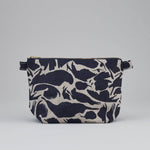 Toiletry Bag - 100% Linen: Printed Navy Creatures / Large
