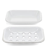 Two-Part Enamel Soap Dish - White