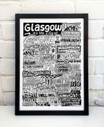 Glasgow Landmarks It's The City Of Art Print: Unframed / Pink/Light Grey / A4