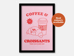 Coffee And Croissants Takeaway Diner Print: Blue / A4