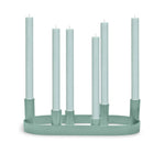 Oval Metal Candelabra in Opaline Green