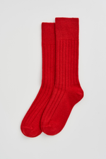 Postbox Red Merino Bed Socks: Postbox Red / Small (UK 4-8)