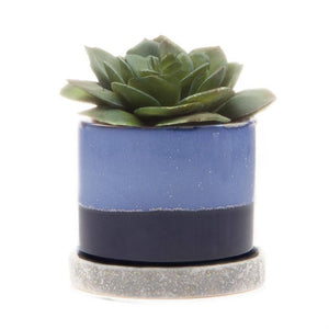 Minute - Glazed Modern Ceramic Pot with Saucer: Blue Aqua / 5"