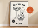 Cocktail Club Cartoon Print: Pink / A5