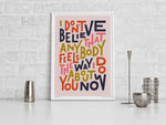 Wonderwall Indie Music Bold Typography Song Lyric Print: Unframed / Light Background / A4