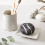 MAATI Stoneware Rectangular Soap Dish: White Wash