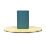 Small 4cm Two-Tone Jasmine & Petrol Blue Metal Candleholder: 6