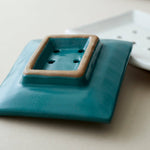 MAATI Stoneware Rectangular Soap Dish: White Wash