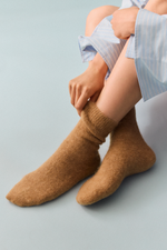 Biscuit Beige Ultra Soft Alpaca Bed Socks: Small (UK 4-7)