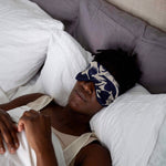 Eye Mask - Linen/Merino: Printed Navy Creatures