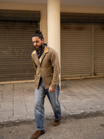Olive Brown Corduroy French Twill Chore: XL