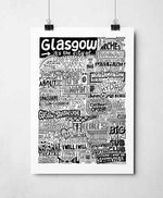 Glasgow Landmarks It's The City Of Art Print: Unframed / Pink/Light Grey / A4