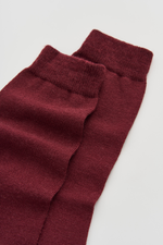 Dark Plum Merino Socks: Burgundy / Large (UK 11-13)