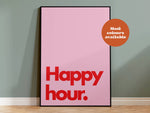 Happy Hour Typography Print: Cream and Blue / A3