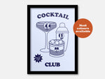 Cocktail Club Cartoon Print: Pink / A4