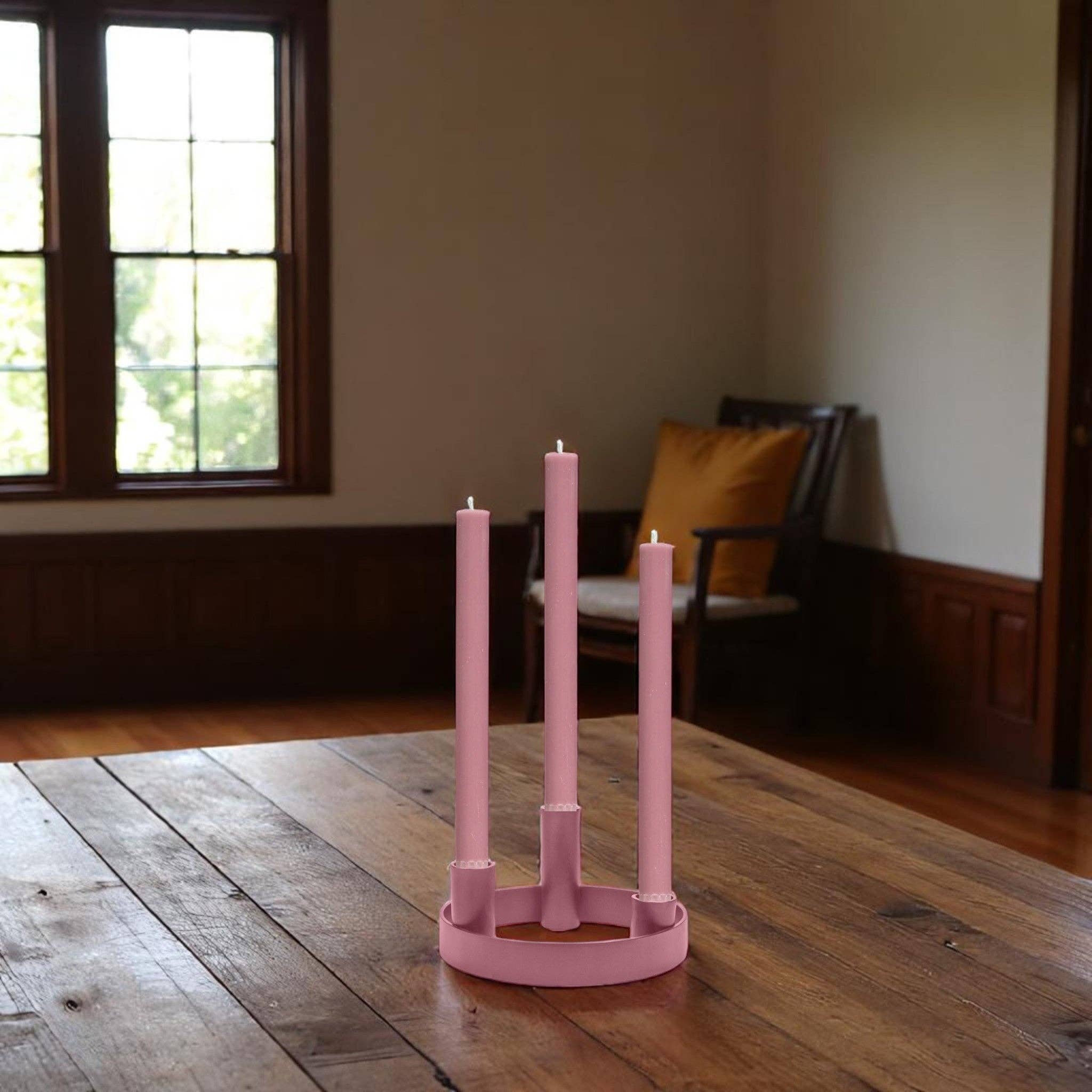 NEW! Round Metal Candelabra in Old Rose: 3
