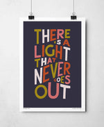 There is a Light Song Lyric Typography Print: Unframed / Light Background / A3