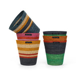 Seagrass Waste Paper Basket in Pompadour and Midnight Blue