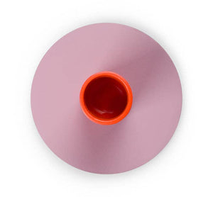 Tall 6cm Two-Tone Orange Flame & Venetian Pink Metal Candleholder: 6
