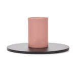 Small 4cm Two-Tone Jet Black & Old Rose Metal Candleholder: 6
