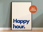 Happy Hour Typography Print: Cream and Blue / A5