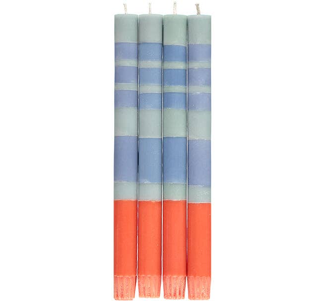 Striped Opaline, Pompadour & Rust Eco Dinner Candles, 4 per pack: 6