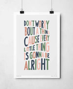Don't Worry Bout A Thing Song Lyric Typography Print: Unframed / Light Background / A3