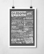 Glasgow Landmarks It's The City Of Art Print: Unframed / Pink/Light Grey / A3