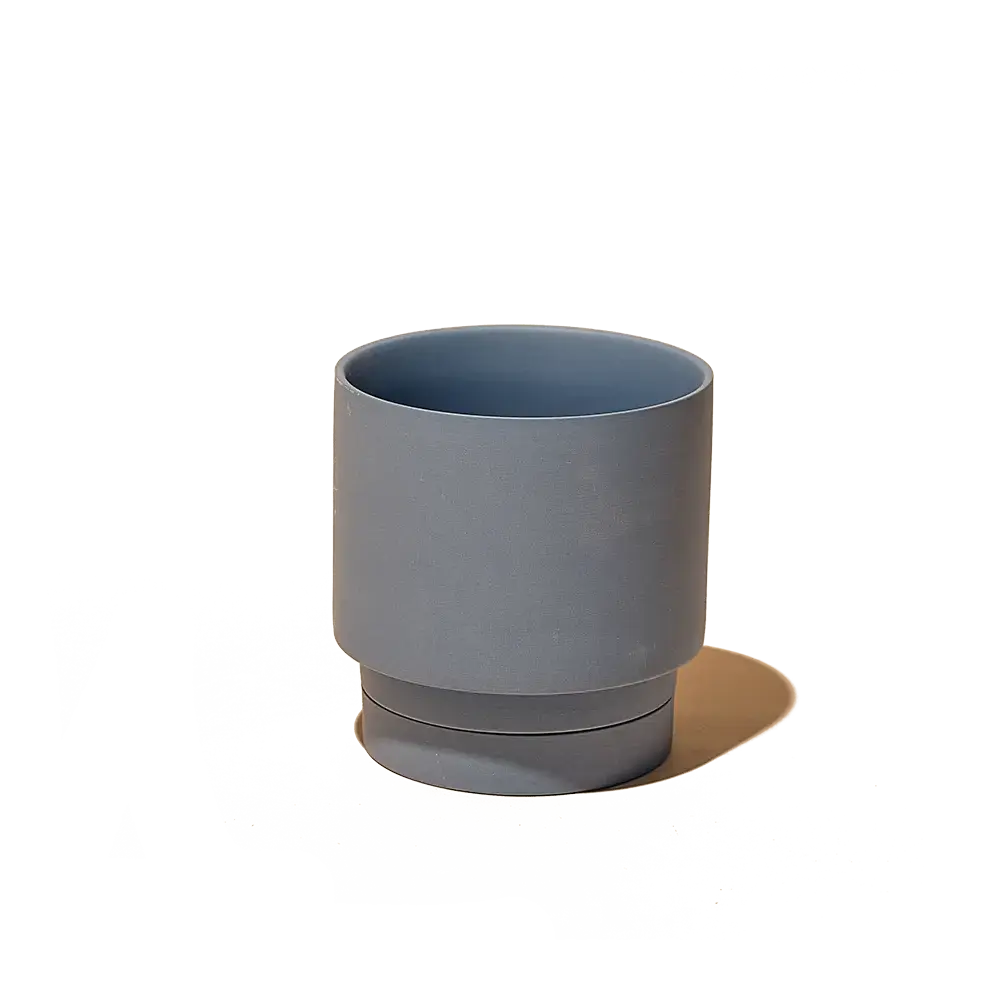 Casey, 5" Pot & Saucer: Blue Grey