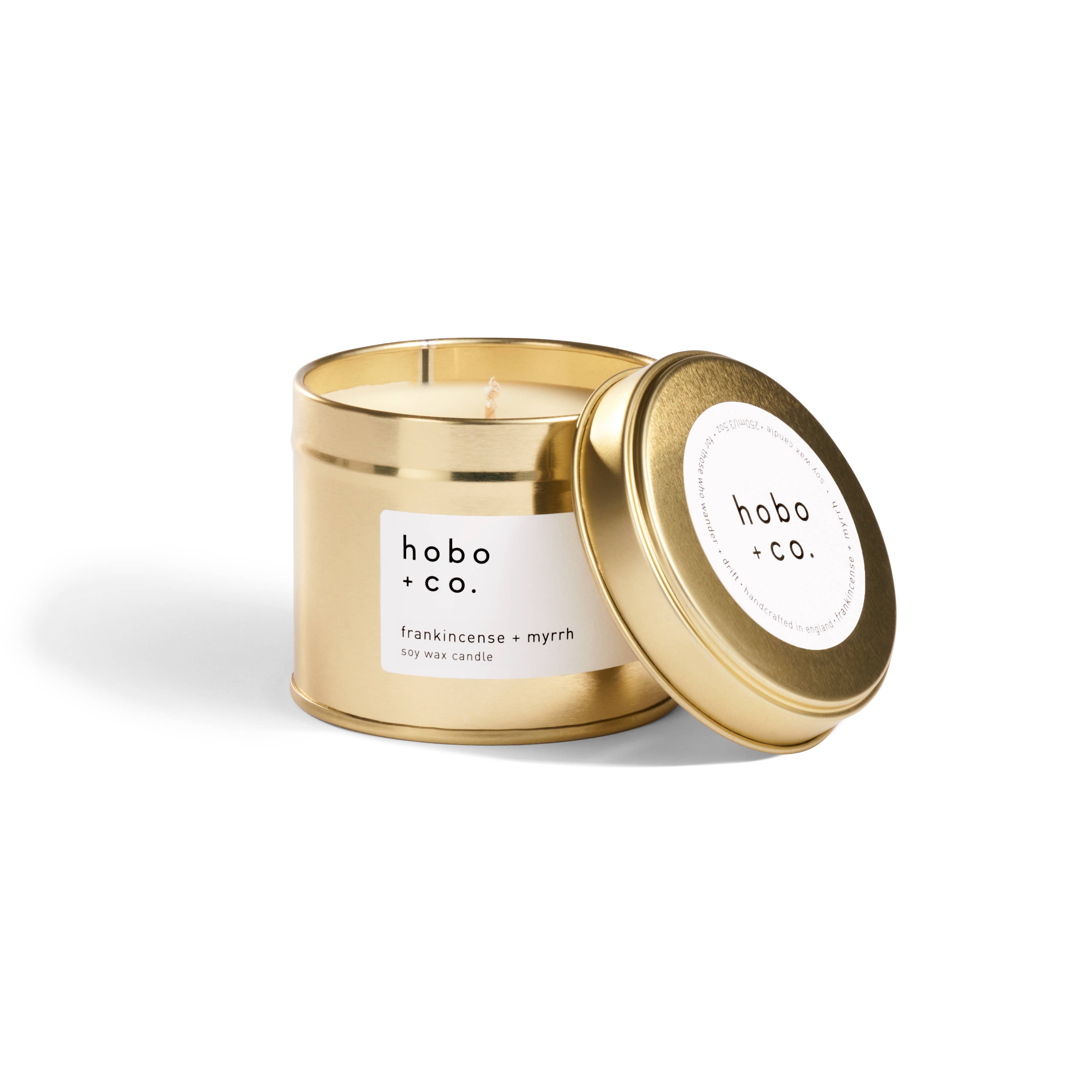 Christmas Frankincense + Myrrh Large Gold Tin Soy Candle