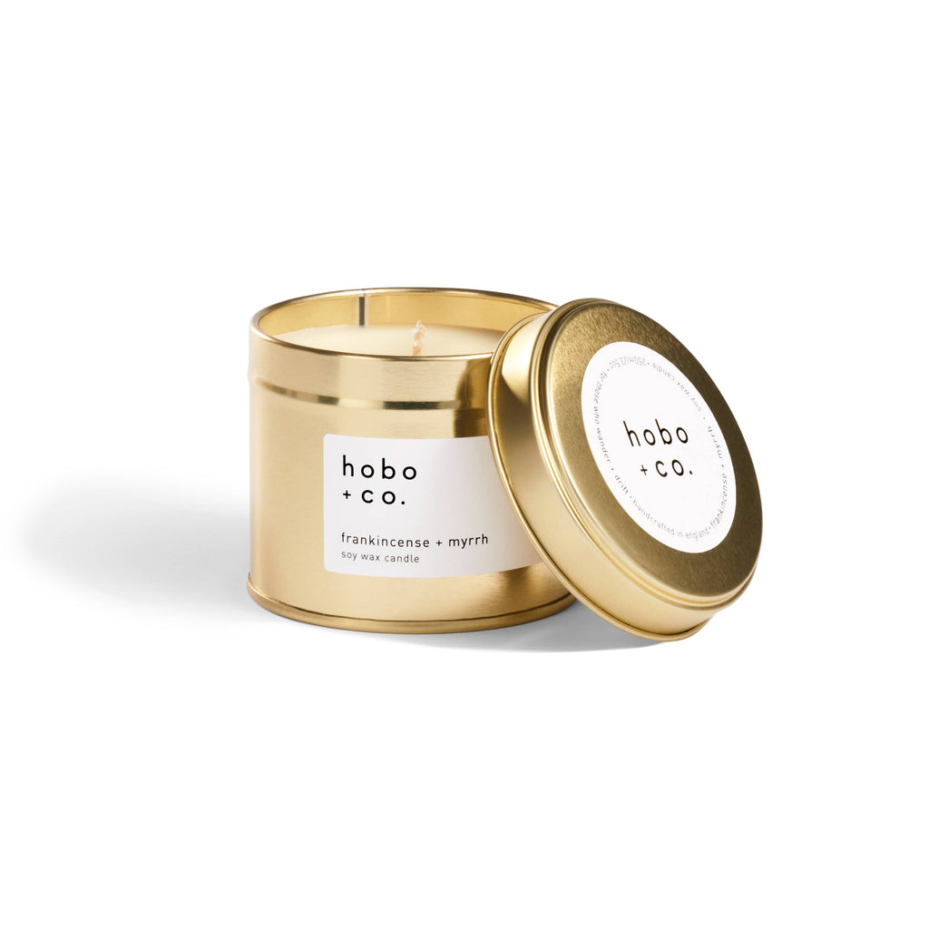 Christmas Frankincense + Myrrh Large Gold Tin Soy Candle