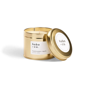 Christmas Frankincense + Myrrh Large Gold Tin Soy Candle