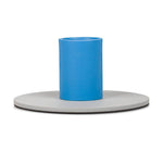 Small 4cm Two-Tone Gull Grey & Nanking Blue Metal Candleholder: 6