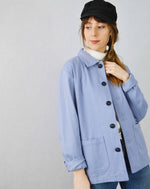 French Cotton Twill Chore Jacket Chalk Blue: XL